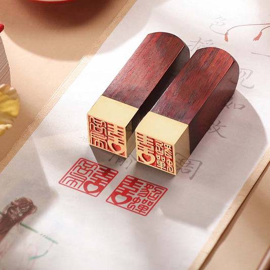 Sandalwood brass pair seal (customized content | couple seal)