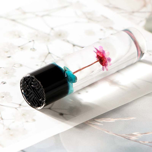 Sandalwood resin flower seal (custom seal carving | holiday gift)